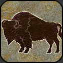 Stone mosaic silhouette buffalo.